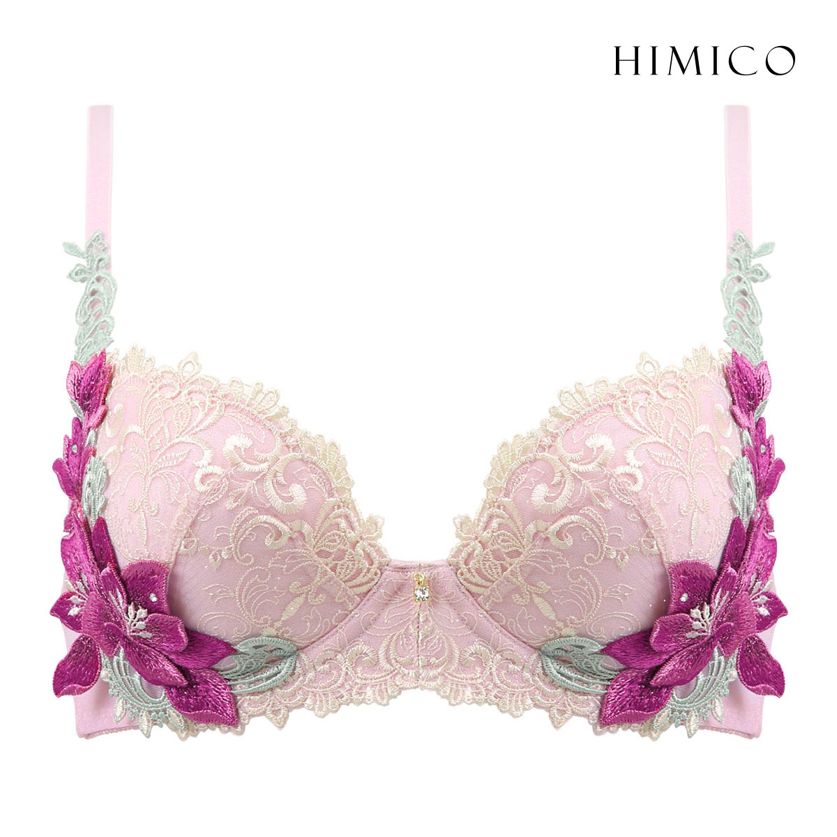 HIMICO ヒミコ 018series ブラジャー 大きいサイズ アンダー80 B C D E F 単品 ランジェリー(PI-ピンク-B65)