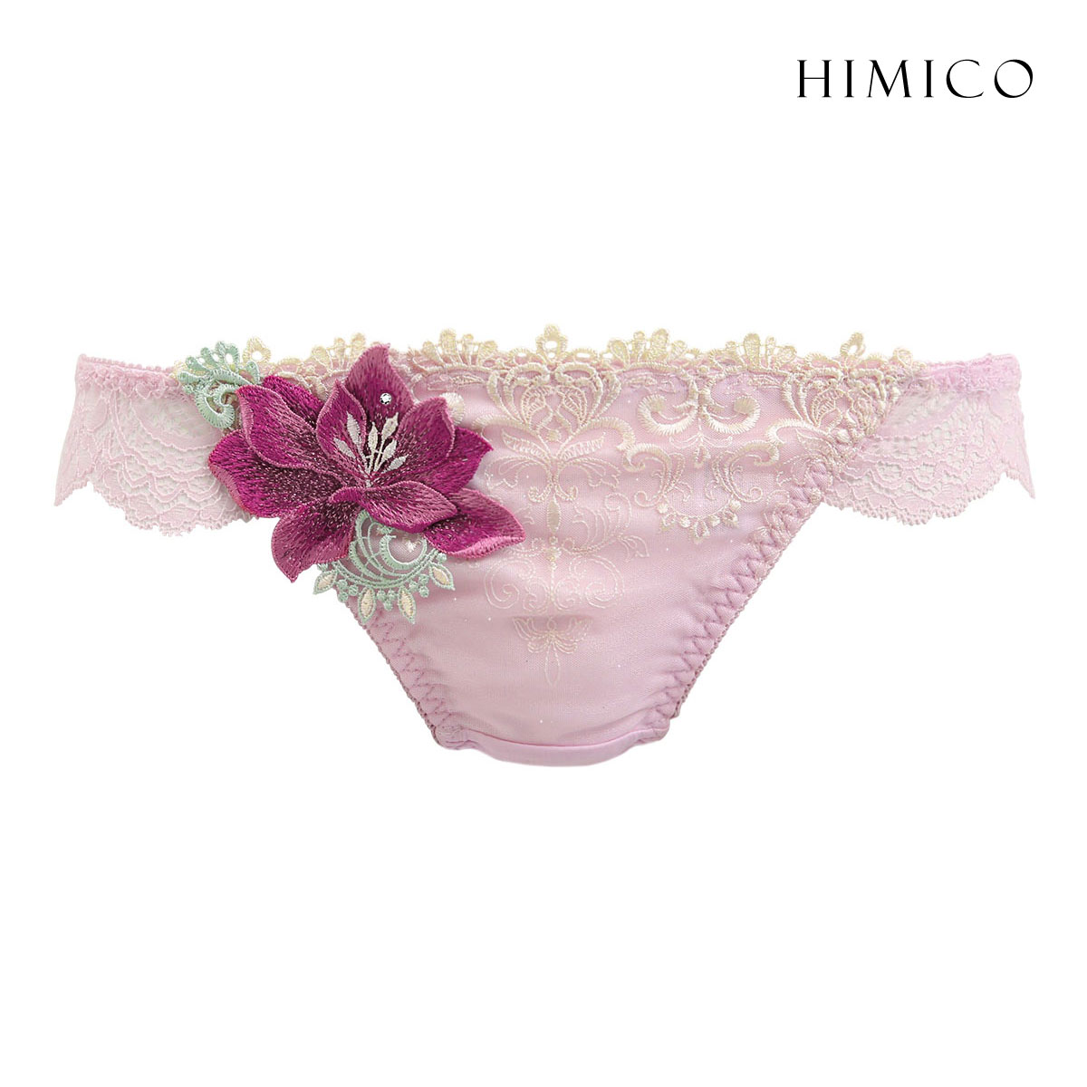 HIMICO ヒミコ 018series ショーツ Tバック ソング タンガ M L バックレース 単品 ランジェリー(PI-ピンク-M)