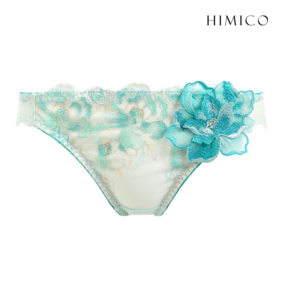 HIMICO ヒミコ ショーツ スタンダード M L バックレース 単品 019series ランジェリー(EM-エメラルド-M)