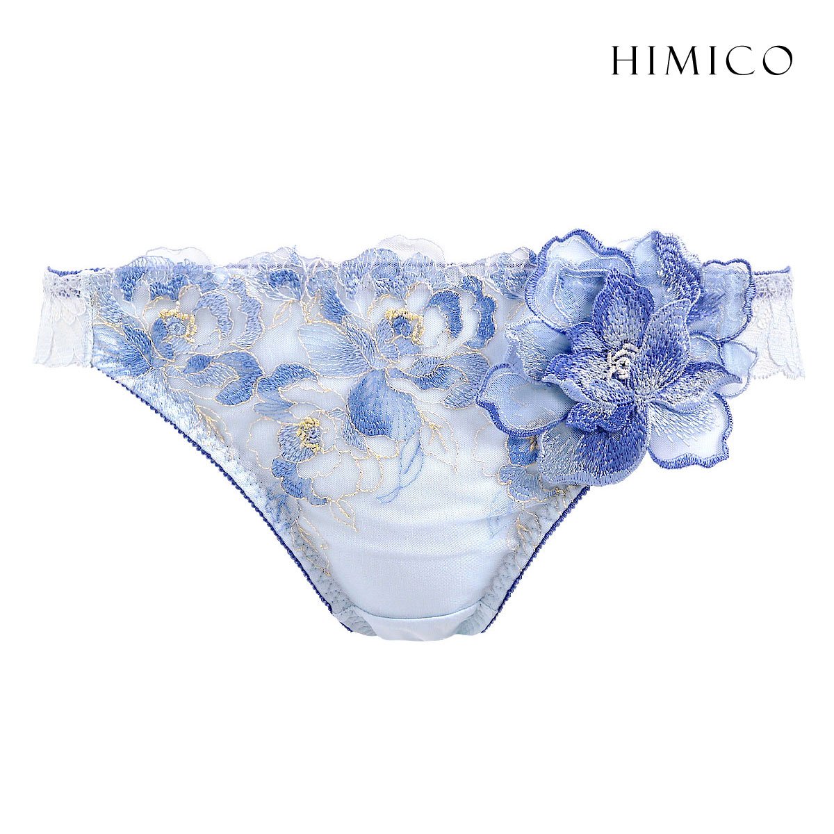 HIMICO ヒミコ ショーツ スタンダード M L バックレース 単品 019series ランジェリー(BU-ブルー-M)