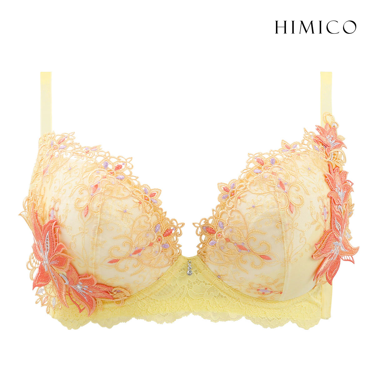 HIMICO GRANDE 002 ブラジャー 大きいサイズ GHI 65-85 Giglio Regina 単品 グラマーサイズ(YE-イエロー-G65)