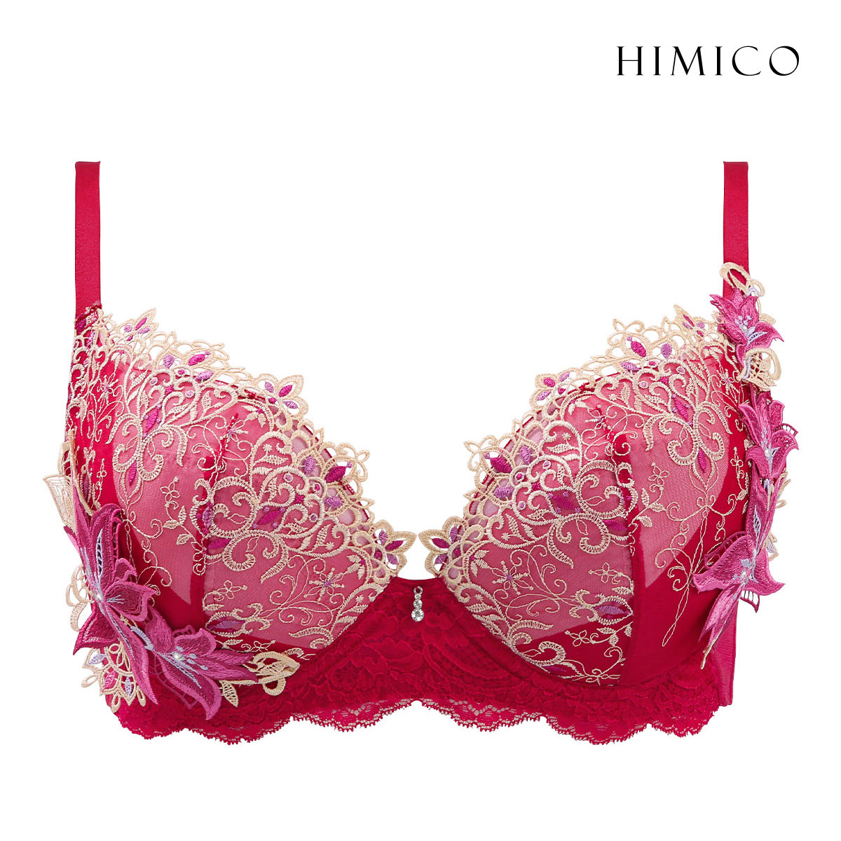 HIMICO GRANDE 002 ブラジャー 大きいサイズ GHI 65-85 Giglio Regina 単品 グラマーサイズ(RE-レッド-G65)