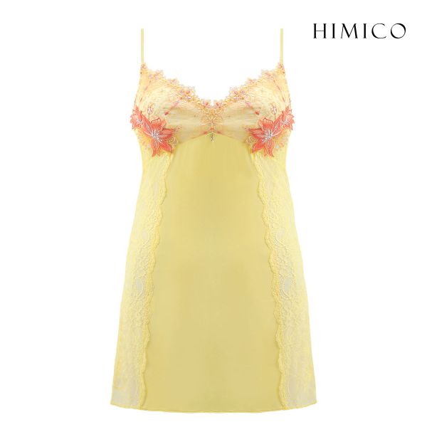 HIMICO GRANDE 002 スリップ ロングキャミソール グラマー 大きいサイズ Giglio Regina ランジェリー(YE-イエロー-M-L)