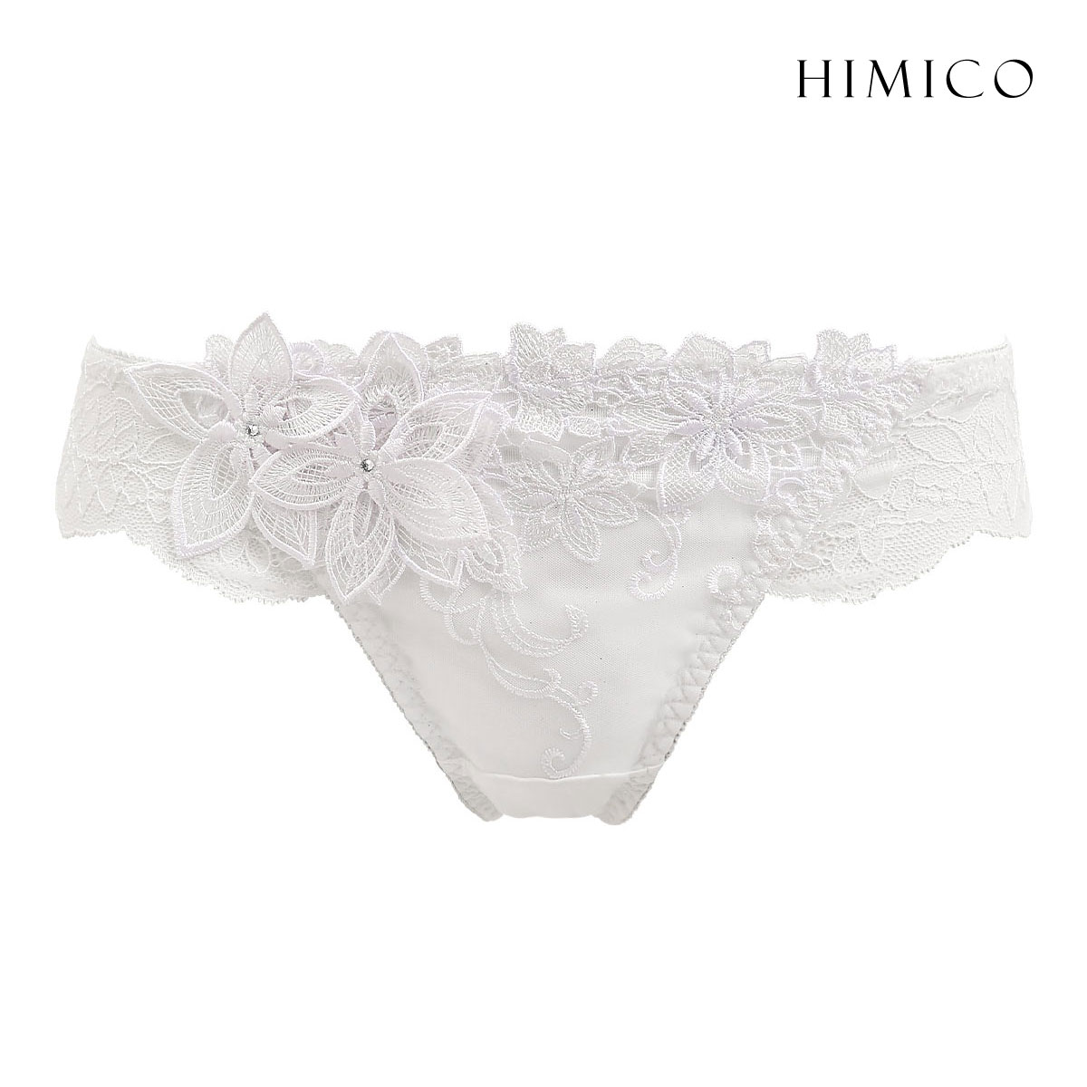 HIMICO GRANDE 003 ショーツ Tバック M L LL グラマー 大きいサイズ Dalia Stellato 単品 総レース ソング タンガ(WH-ホワイト-M)