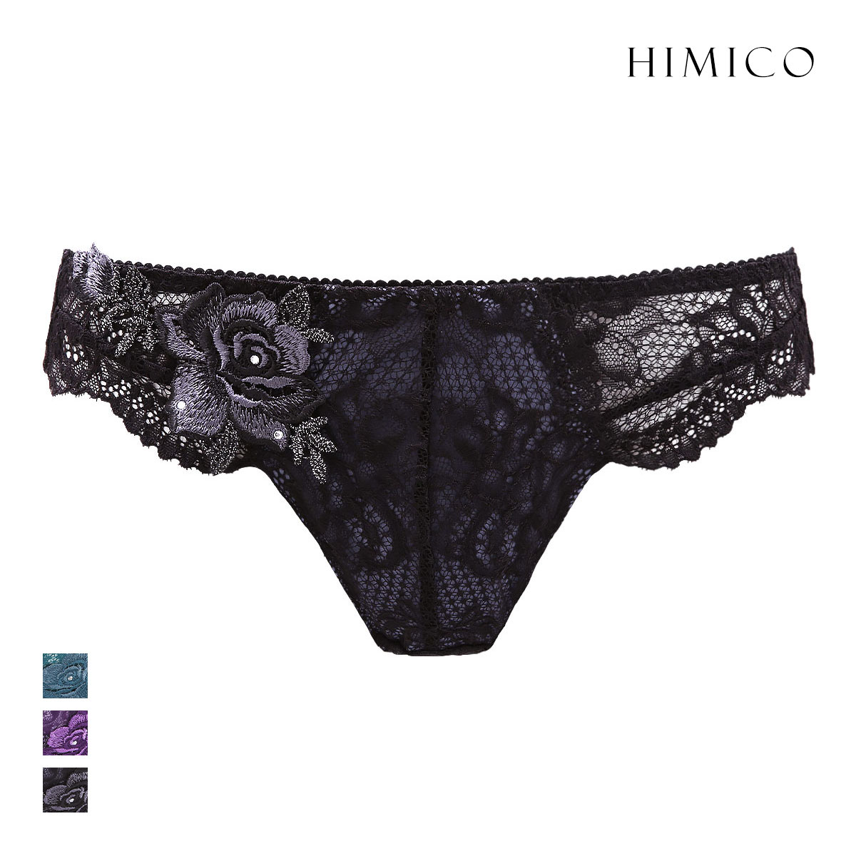HIMICO L.cosciente ショーツ Tバック ソング タンガ ML バックレースブラジリアン 単品(BK-ブラック-M)