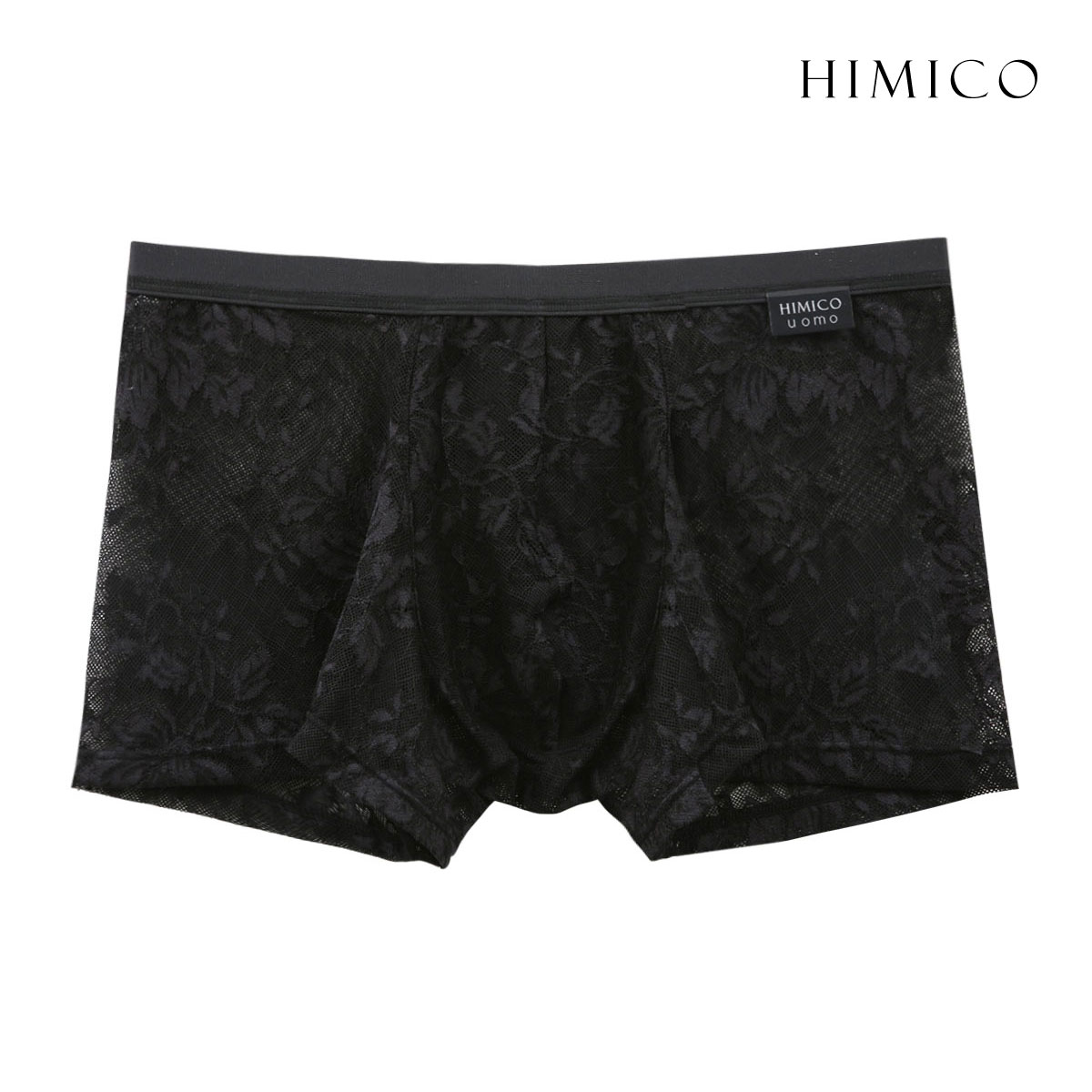 HIMICO uomo LEONARDO ボクサーパンツ レース 前閉じ メンズ M L LL 001series(BK-ブラック-M)