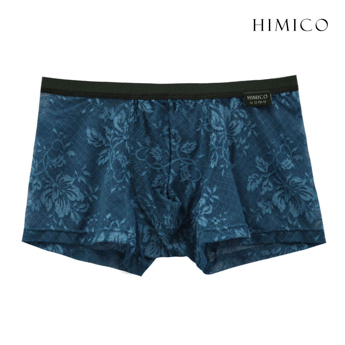 HIMICO uomo LEONARDO ボクサーパンツ レース 前閉じ メンズ M L LL 001series(DBU-濃ブルー-M)