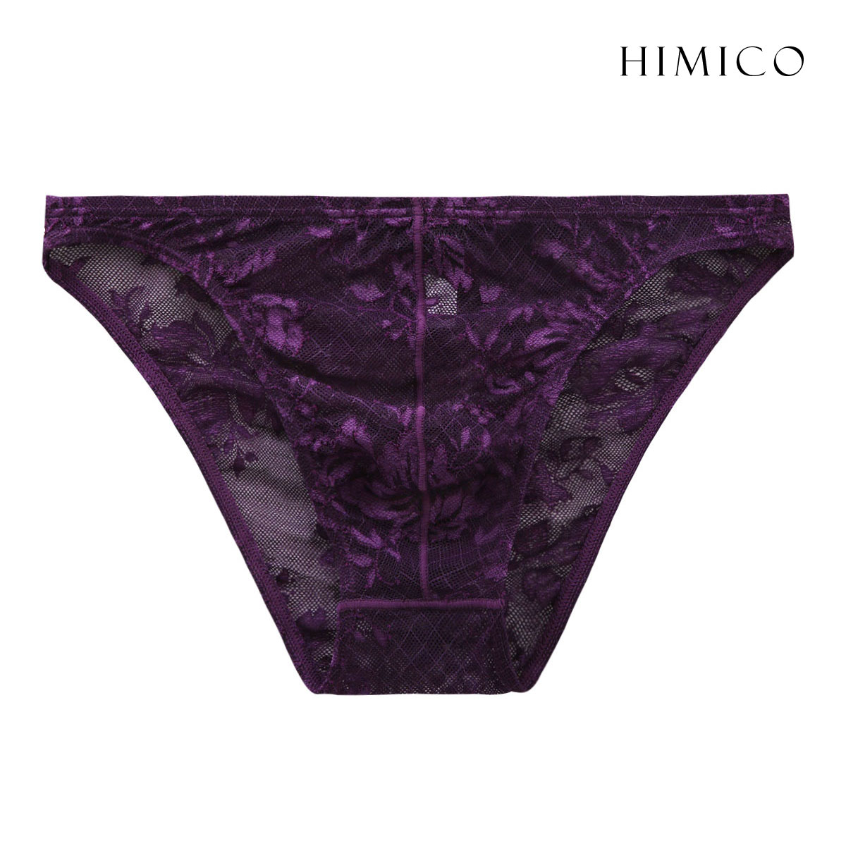 HIMICO uomo LEONARDO フルバック パンツ レース ビキニ ブリーフ メンズ M L LL 001series(DPU-濃パープル-M)