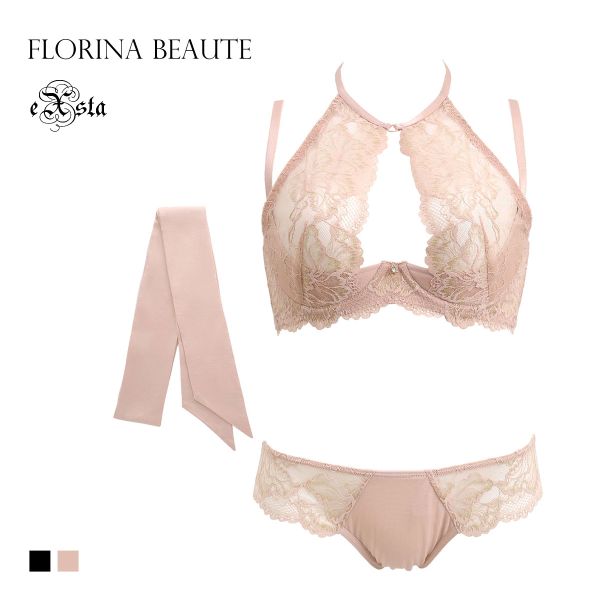 エクスタ マリアージュ ブラジャー ショーツ アイマスク 3点セット ノンパテッド Tバック 総レース eXsta mariage