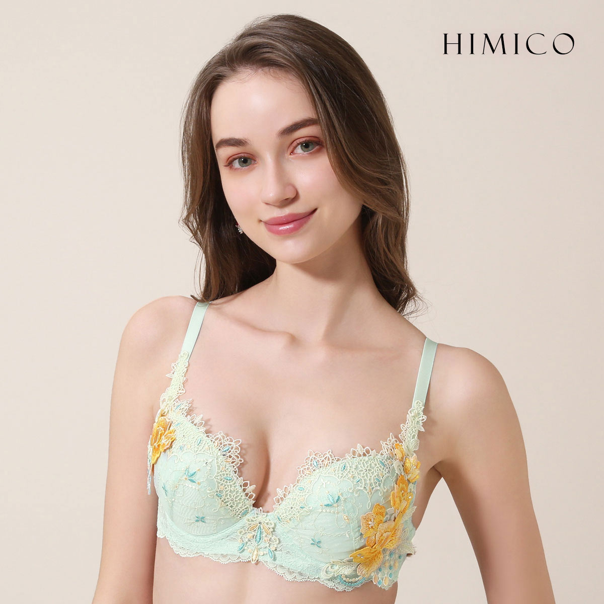 HIMICO ヒミコ ブラジャー 大きいサイズ アンダー80 B C D E F 単品 021series ランジェリー(ME-メロン-B65)