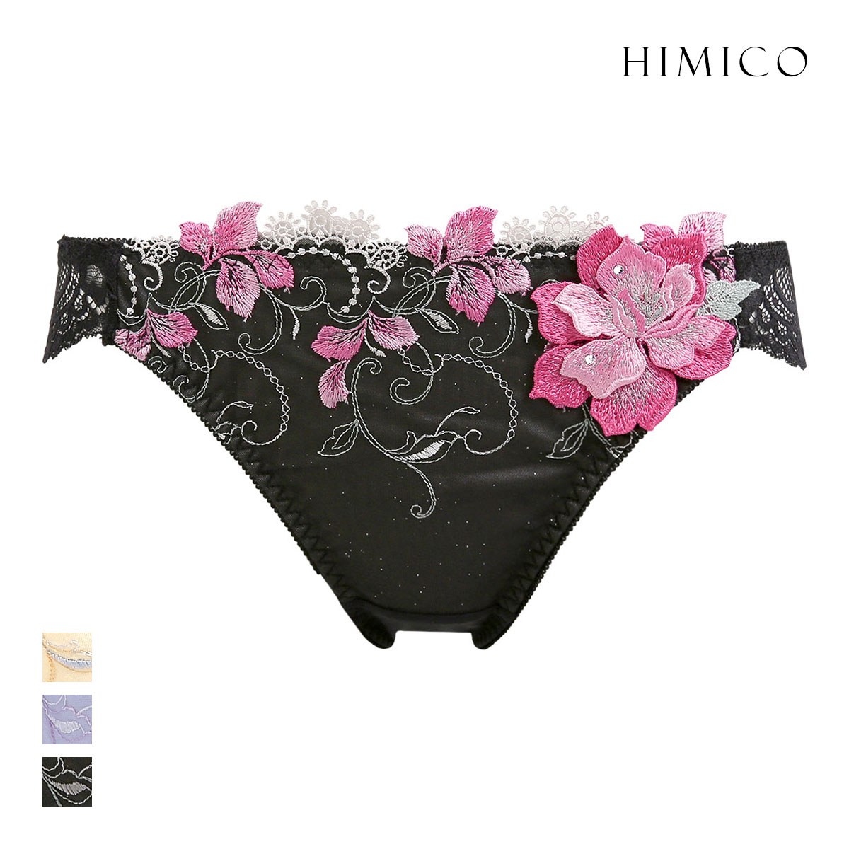 HIMICO ヒミコ 023series ショーツ スタンダード M L バックレース 単品 ランジェリー(BK-ブラック-M)