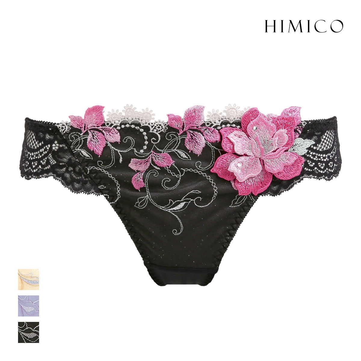 HIMICO ヒミコ 023series ショーツ Tバック ソング タンガ M L バックレース 単品 ランジェリー(BK-ブラック-M)