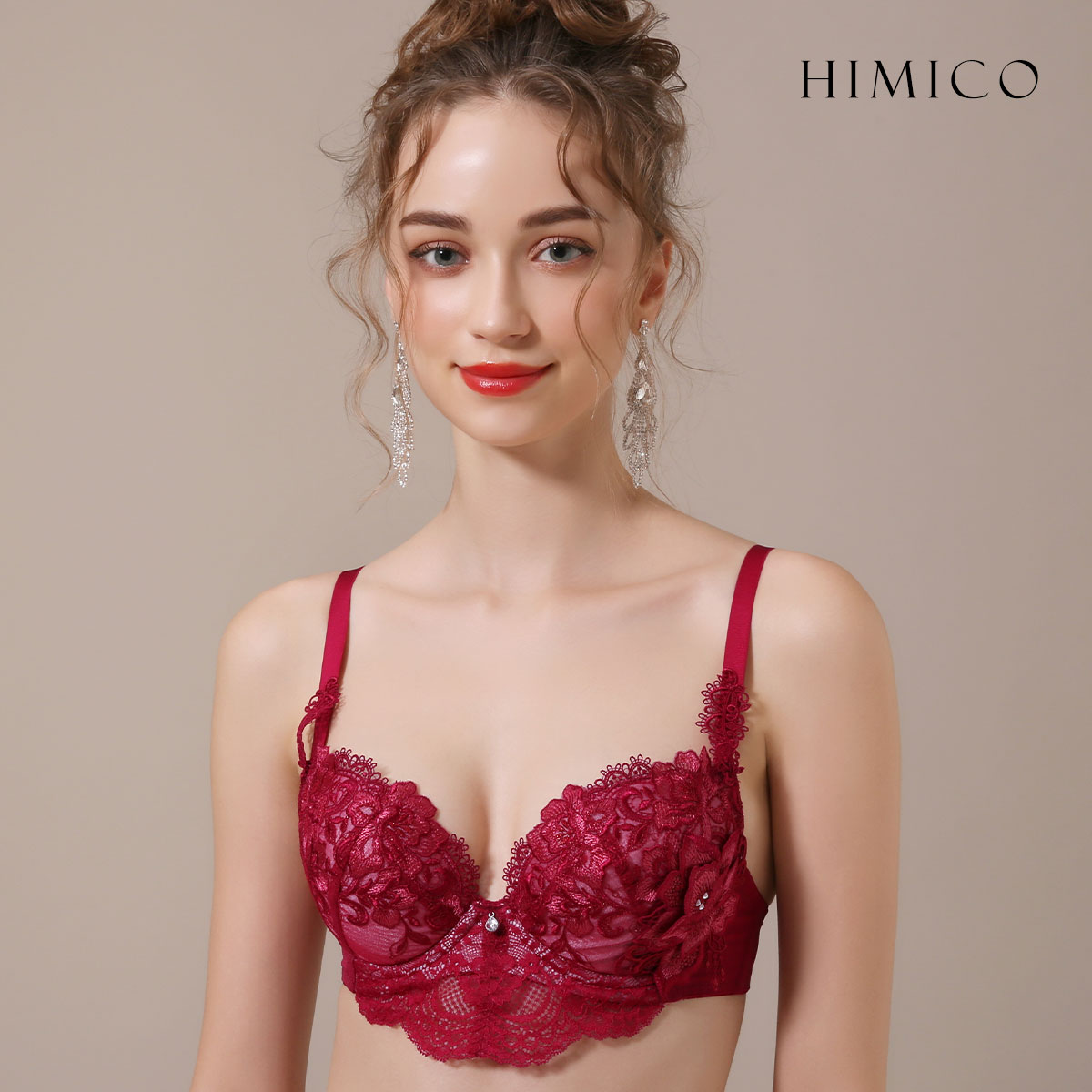 ヒミコ 025シリーズ ブラジャー 大きいサイズ アンダー80 B C D E F ランジェリー HIMICO(RE-レッド-B65)