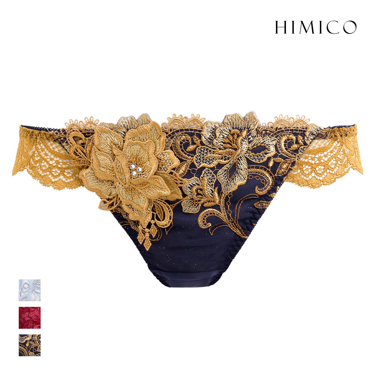 ヒミコ 025シリーズ ショーツ Tバック ソング タンガ M L バックレース ランジェリー HIMICO(NV-ネイビー-M)