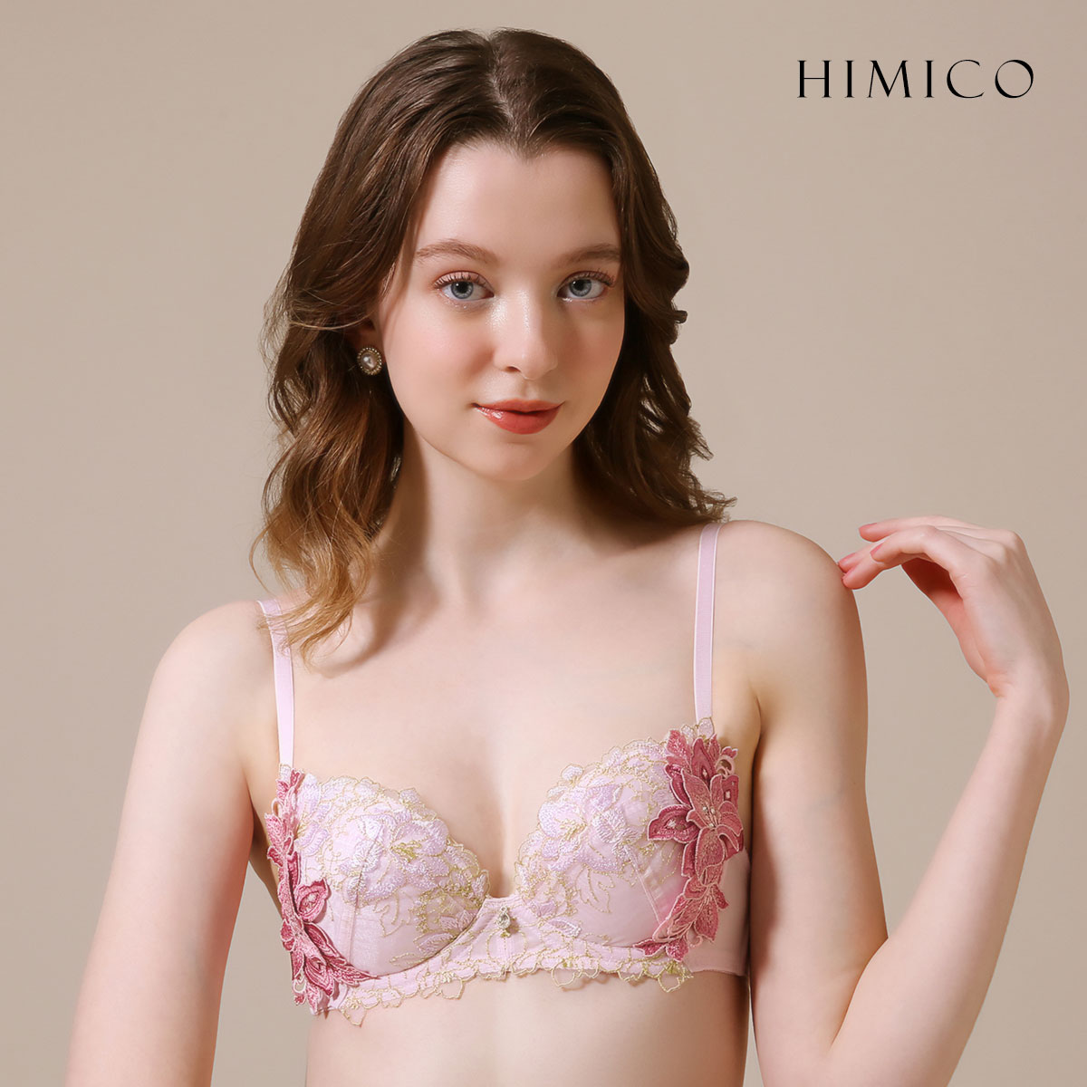 ヒミコ 028シリーズ ブラジャー 大きいサイズ アンダー80 B C D E F ランジェリー HIMICO(PI-ピンク-B65)