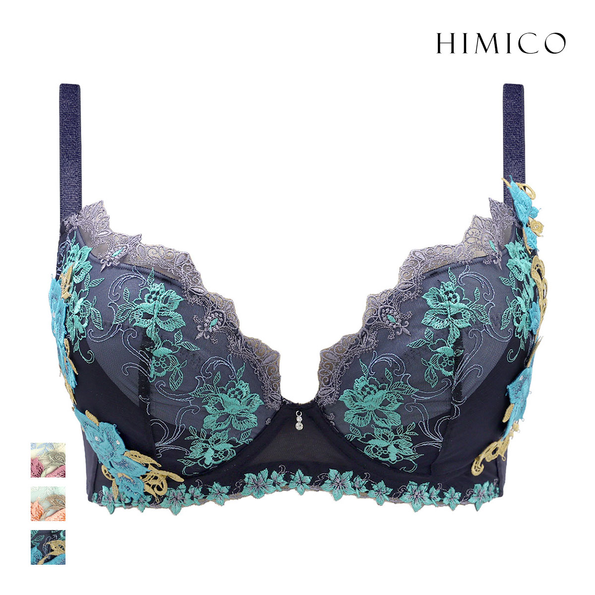 ヒミコ 029シリーズ ブラジャー グラマー 大きいサイズ アンダー80 G H I ランジェリー HIMICO(NV-ネイビー-G70)