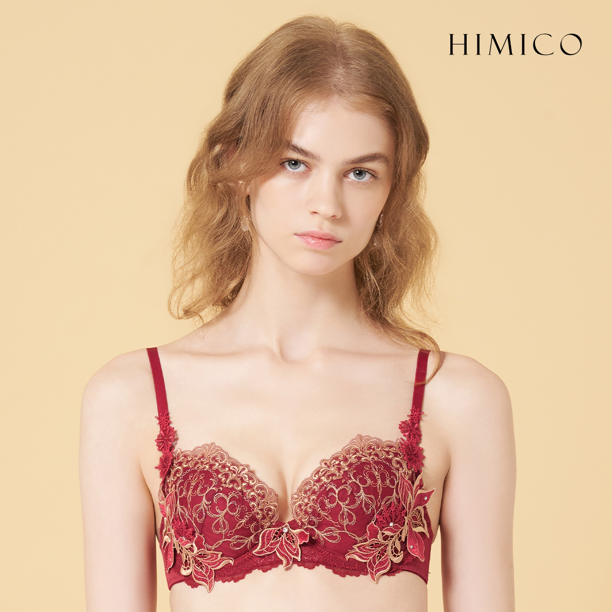 ヒミコ 032シリーズ ブラジャー 大きいサイズ アンダー80 B C D E F ランジェリー HIMICO(RE-レッド-B65)