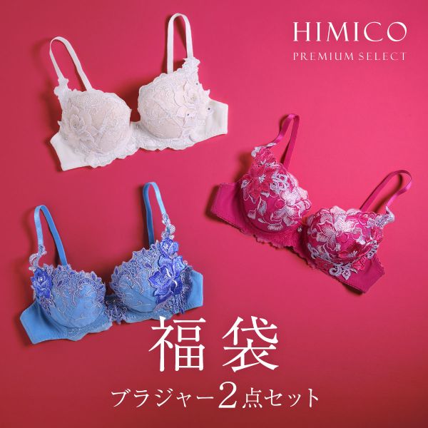 ヒミコ 2025年 福袋 ブラジャー 2点セット 大きいサイズ アンダー80 B C D E F ランジェリー HIMICO