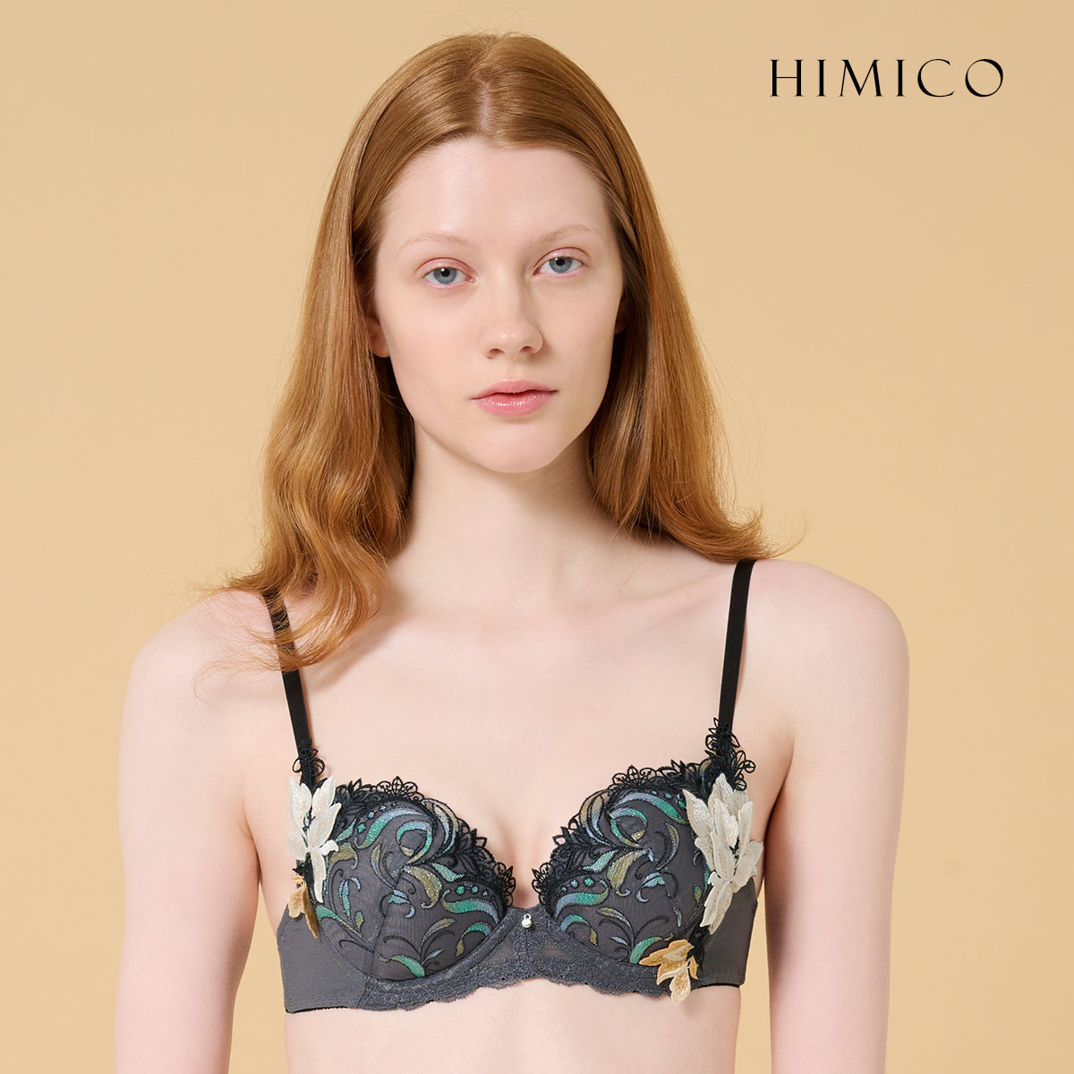 ヒミコ 034シリーズ ブラジャー 大きいサイズ アンダー80 B C D E F ランジェリー HIMICO(CGY-チャコールグレー-B65)