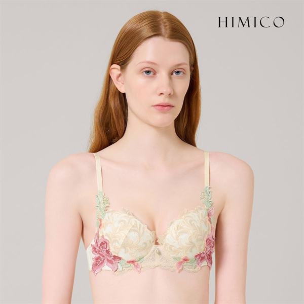 ヒミコ 036シリーズ ブラジャー 大きいサイズ アンダー80 B C D E F HIMICO 刺繍ブラジャー 大人ランジェリー 自分へのご褒美 下着 上品ランジェリー(IV-アイボリー-B65)