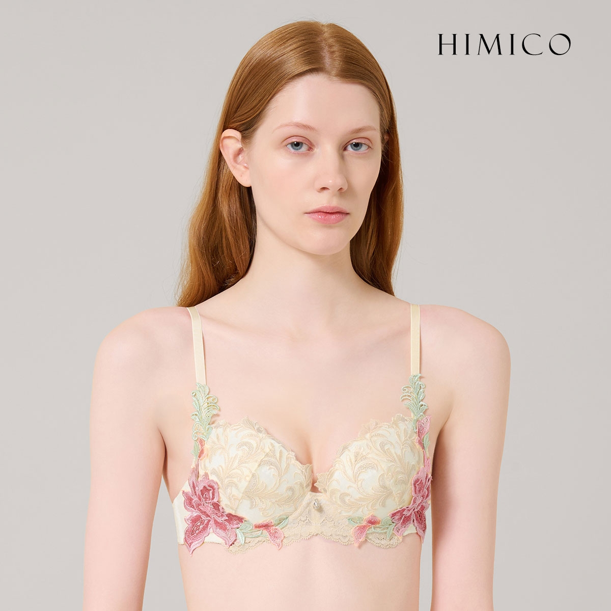 ヒミコ 036シリーズ ブラジャー 大きいサイズ アンダー80 B C D E F HIMICO 刺繍ブラジャー 大人ランジェリー 自分へのご褒美 下着 上品ランジェリー(IV-アイボリー-B65)