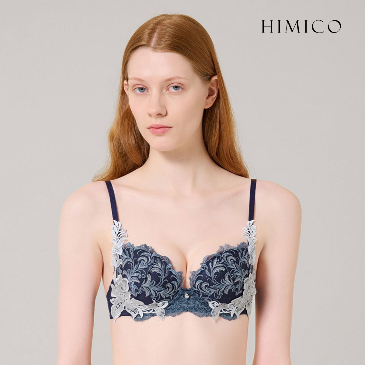 ヒミコ 036シリーズ ブラジャー 大きいサイズ アンダー80 B C D E F HIMICO 刺繍ブラジャー 大人ランジェリー 自分へのご褒美 下着 上品ランジェリー(NV-ネイビー-B65)