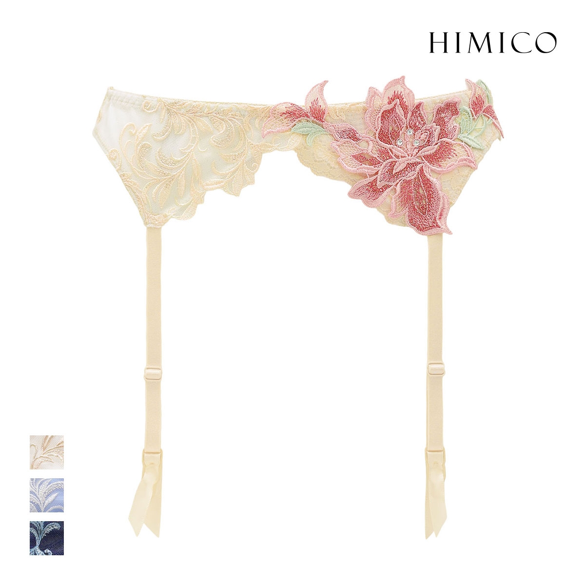 ヒミコ 036シリーズ ガーターベルト M L ランジェリー HIMICO 刺繍ブラジャー 大人ランジェリー 自分へのご褒美 下着 上品ランジェリー(IV-アイボリー-M)