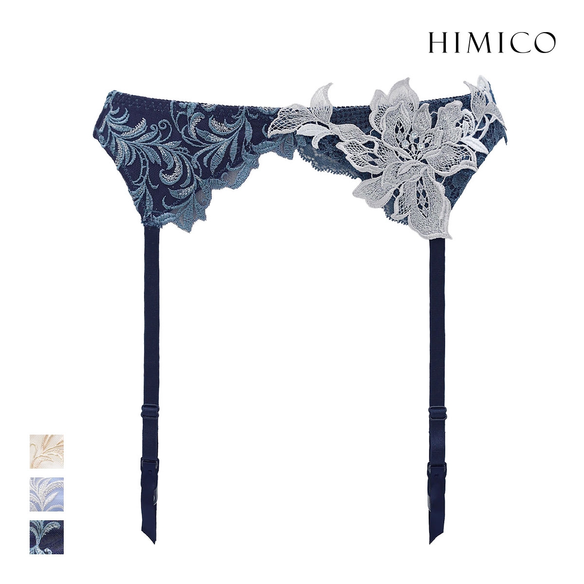 ヒミコ 036シリーズ ガーターベルト M L ランジェリー HIMICO 刺繍ブラジャー 大人ランジェリー 自分へのご褒美 下着 上品ランジェリー(NV-ネイビー-M)