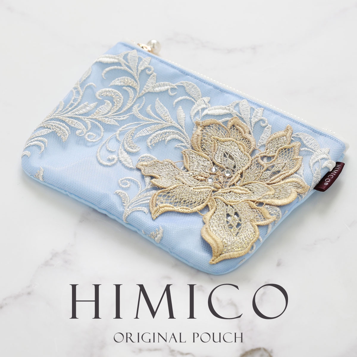 ヒミコ 036シリーズ ミニポーチ 巾着 単品 小物入れ サテン プレゼント ギフト 旅行 刺繍 シンプル 大人ランジェリー 自分へのご褒美 下着 上品ランジェリー