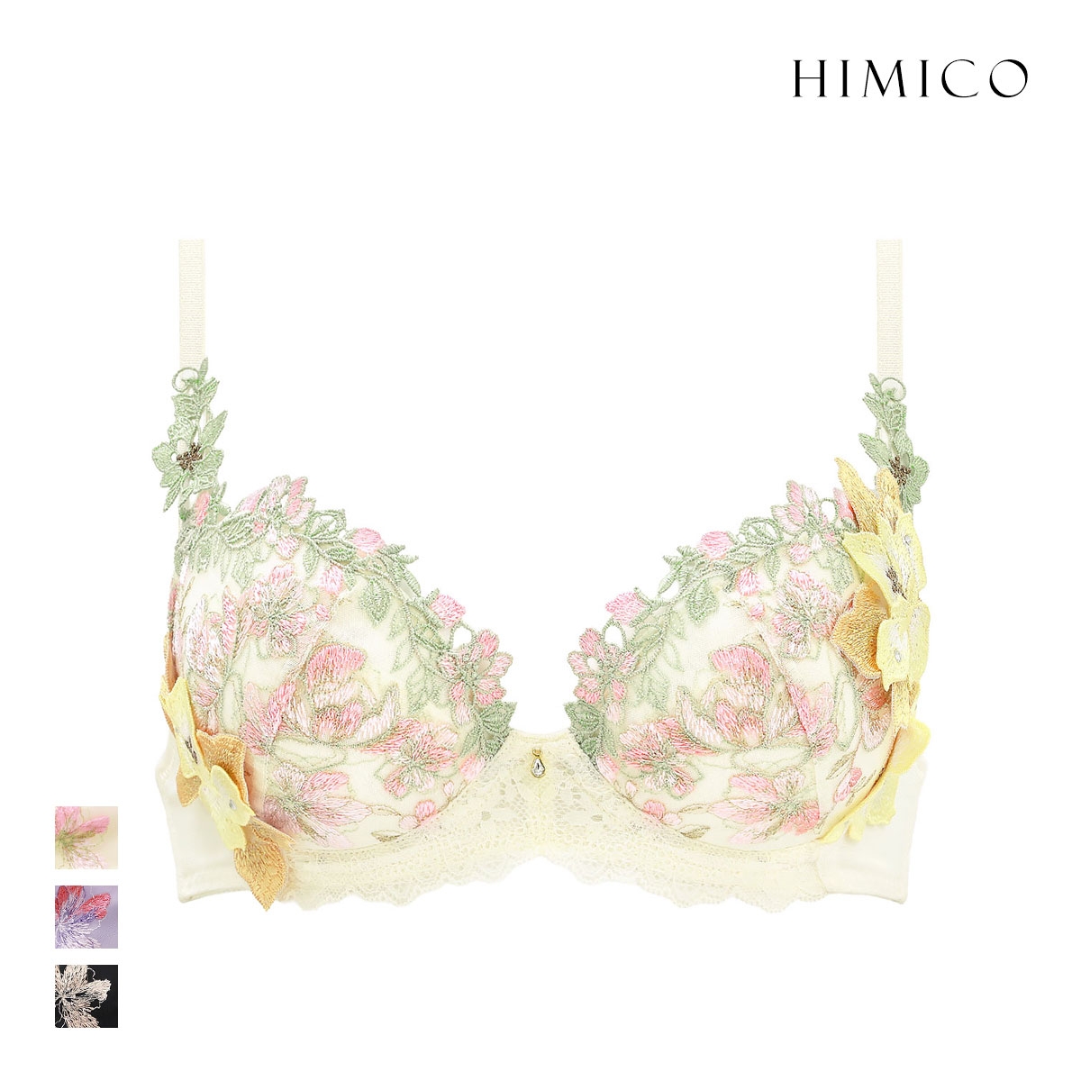 ヒミコ 037シリーズ ブラジャー 大きいサイズ アンダー80 B C D E F HIMICO 刺繍ブラジャー 大人ランジェリー 自分へのご褒美(IV-アイボリー-B65)