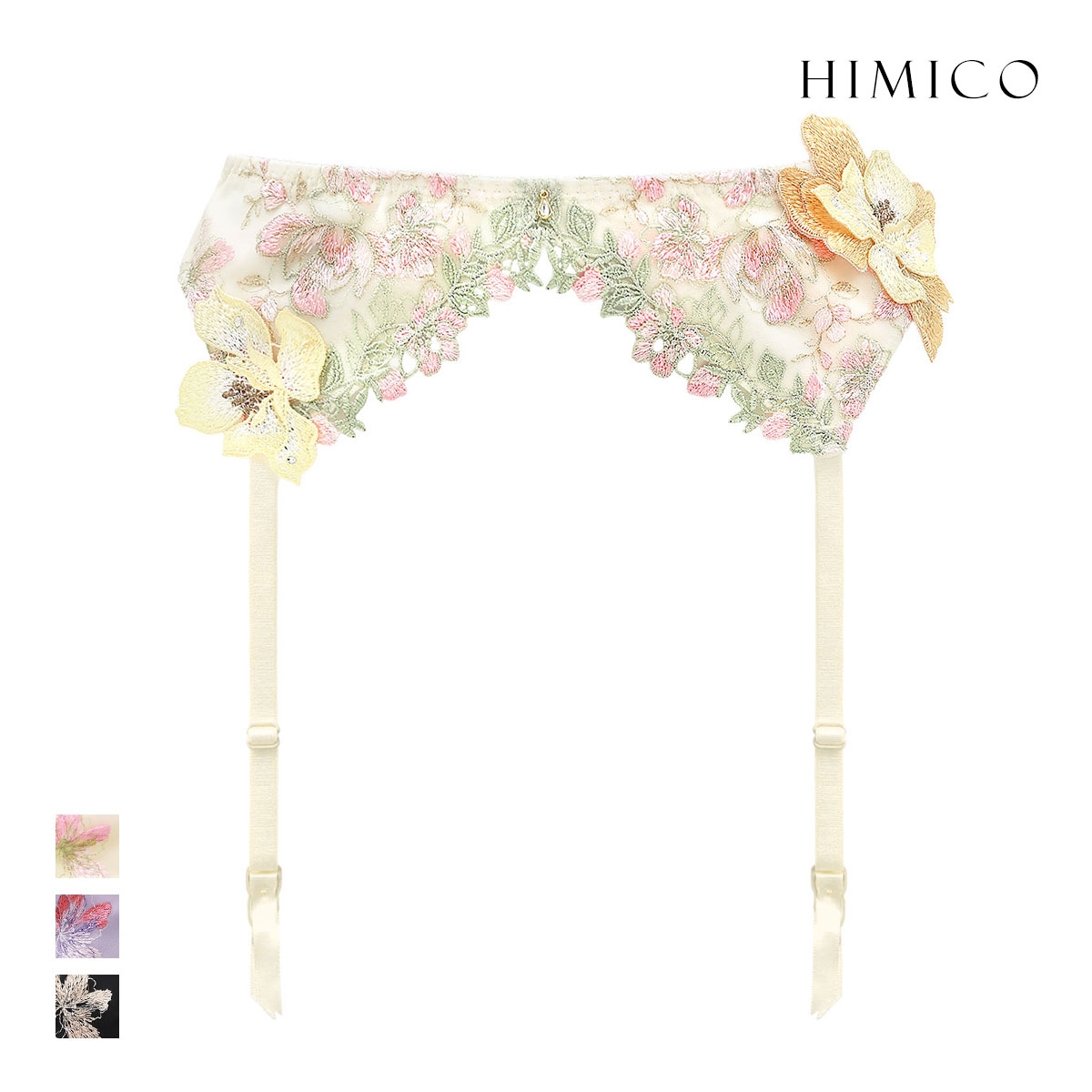 ヒミコ 037 シリーズ ガーターベルト M L ランジェリー HIMICO 刺繍ブラジャー 大人ランジェリー 自分へのご褒美 下着(IV-アイボリー-M)