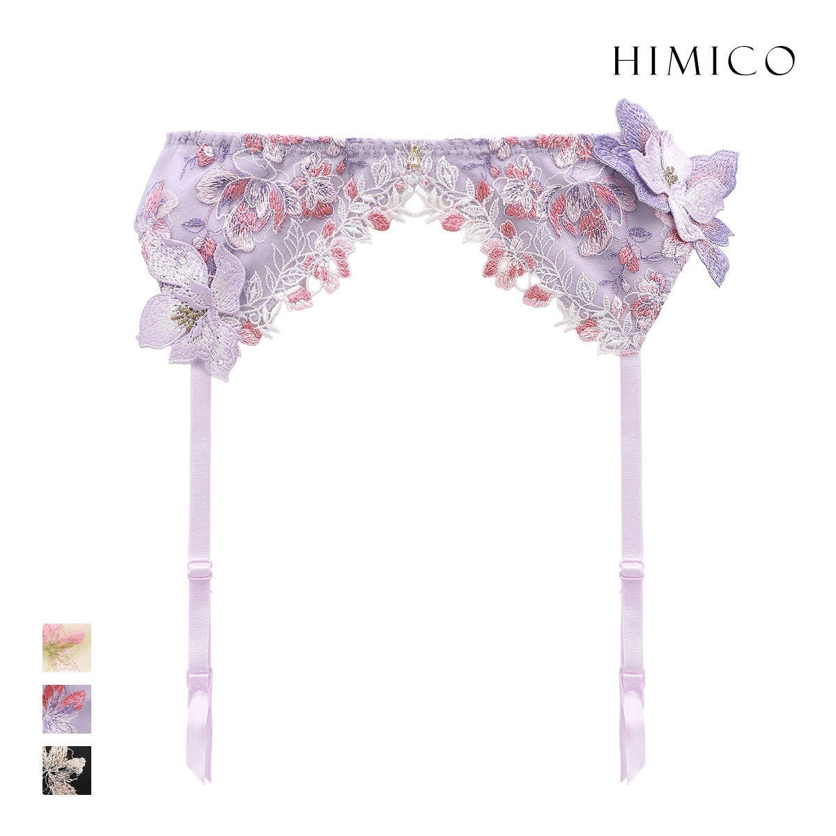 ヒミコ 037 シリーズ ガーターベルト M L ランジェリー HIMICO 刺繍ブラジャー 大人ランジェリー 自分へのご褒美 下着(LV-ラベンダー-M)