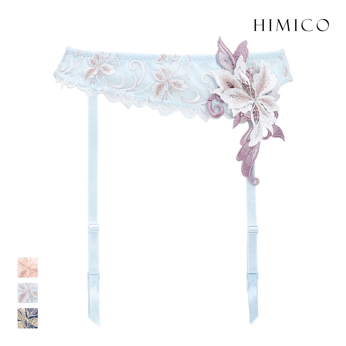 ヒミコ 038 シリーズ ガーターベルト M L ランジェリー HIMICO 刺繍ブラジャー 大人ランジェリー 自分へのご褒美 下着(SX-サックス-M)