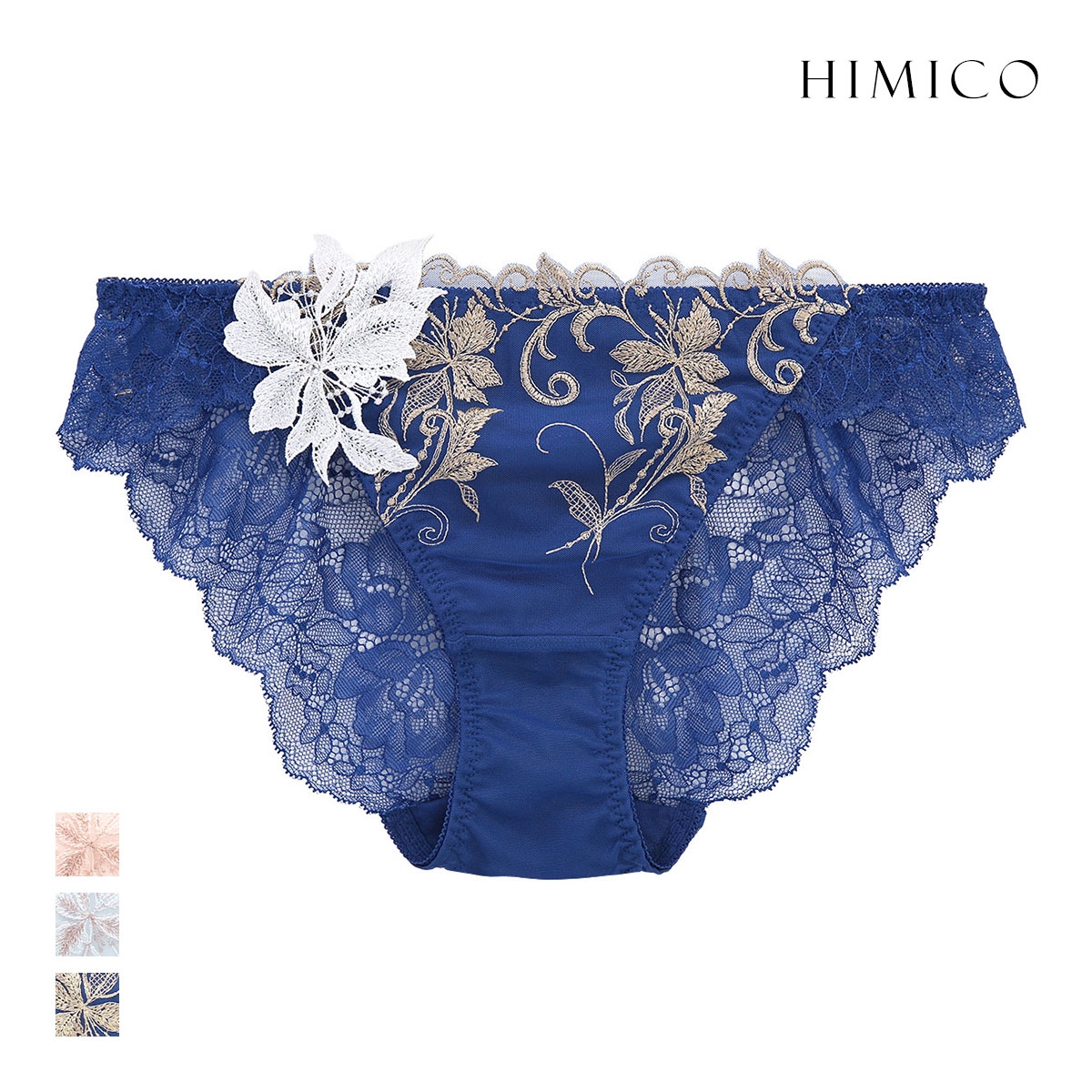 ヒミコ 038シリーズ ノーマルショーツ M L ランジェリー HIMICO 刺繍ブラジャー 大人ランジェリー 自分へのご褒美 下着(BU-ブルー-M)