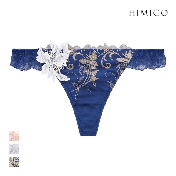 ヒミコ 038シリーズ ショーツ Tバック ソング タンガ M L ランジェリー HIMICO 刺繍ブラジャー 大人ランジェリー ご褒美(BU-ブルー-M)