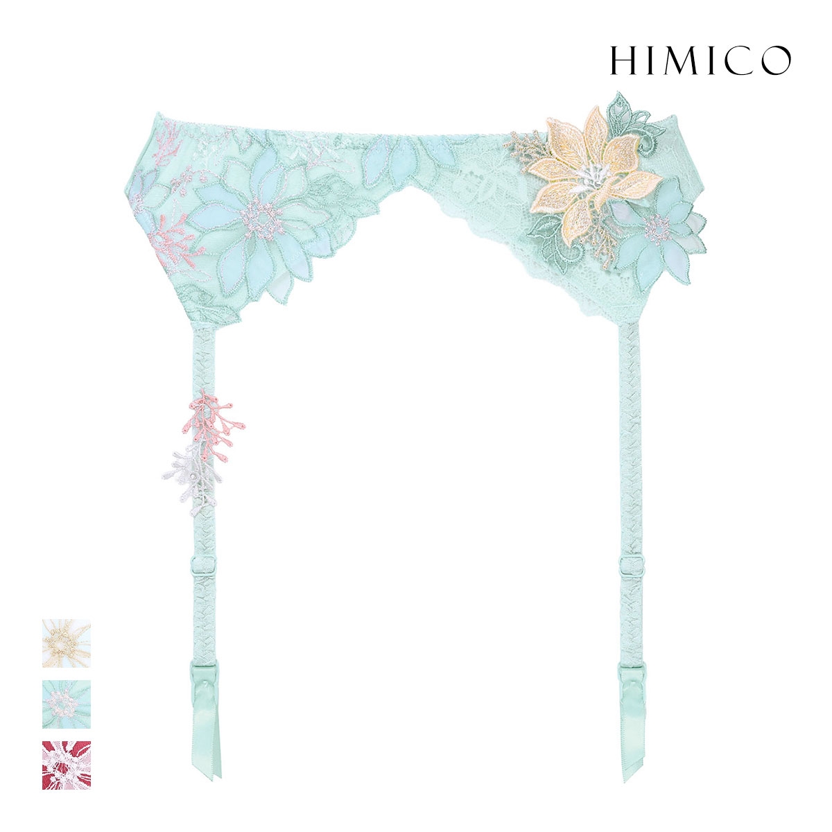 ヒミコ 039 シリーズ ガーターベルト M L ランジェリー HIMICO 刺繍ブラジャー 大人ランジェリー 自分へのご褒美 下着(MI-ミント-M)
