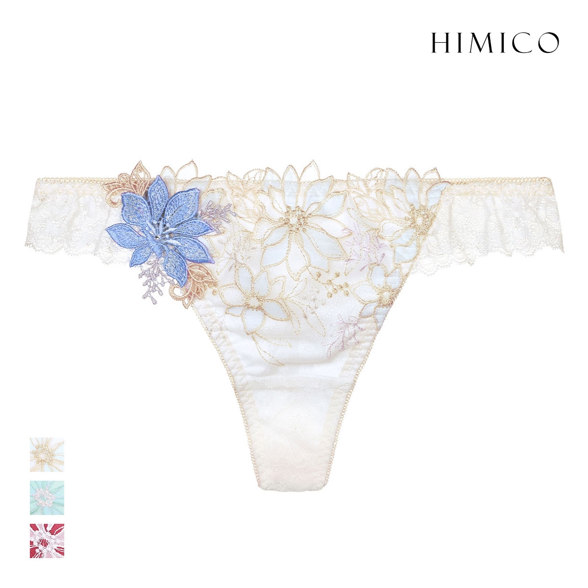 ヒミコ 039シリーズ ショーツ Tバック ソング タンガ M L ランジェリー HIMICO 刺繍ブラジャー 大人ランジェリー ご褒美 下着(OW-オフホワイト-M)