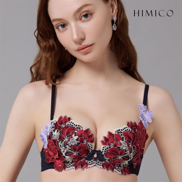 ヒミコ HIMICO 041シリーズ ブラジャー 3/4カップ ワイヤーブラ ローズ 刺繍 花柄 レディース 勝負下着 セクシー 大きいサイズ E F