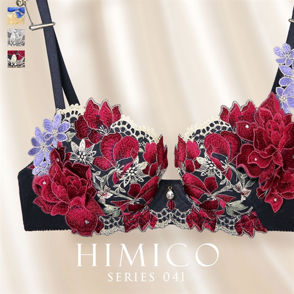 ヒミコ HIMICO 041シリーズ ブラジャー 3/4カップ ワイヤーブラ ローズ 刺繍 花柄 レディース 勝負下着 セクシー 大きいサイズ E F