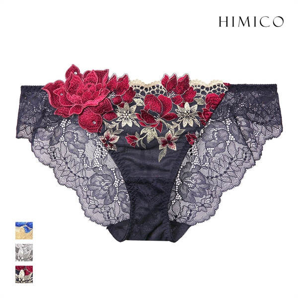 ヒミコ HIMICO 041シリーズ ノーマルショーツ ローズ アップリケ 刺繍 花柄 バックレース ショーツ 上品 エレガント 下着 レディース