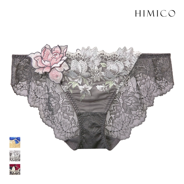 ヒミコ HIMICO 041シリーズ ノーマルショーツ ローズ アップリケ 刺繍 花柄 バックレース ショーツ 上品 エレガント 下着 レディース