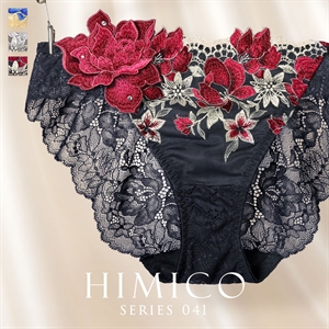 ヒミコ HIMICO 041シリーズ ノーマルショーツ ローズ アップリケ 刺繍 花柄 バックレース ショーツ 上品 エレガント 下着 レディース