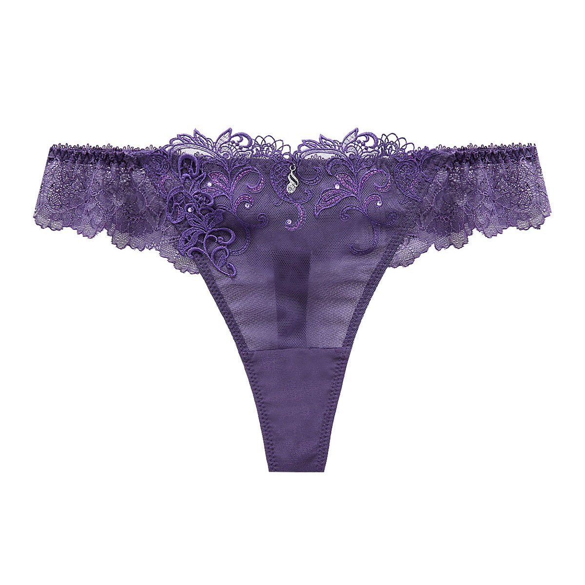 HIMICO estasiare VIOLA ショーツ Tバック ソング タンガ 総レース ランジェリー ML 001series 単品(VI-バイオレット-M)
