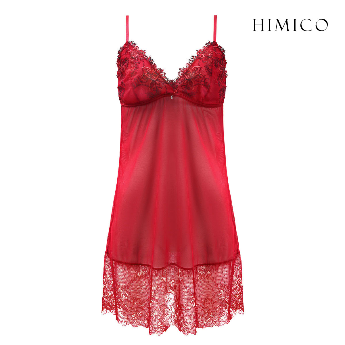 HIMICO estasiare GEMMA スリップ ロングキャミソール ランジェリー ML 002series 単品(RE-レッド-M)