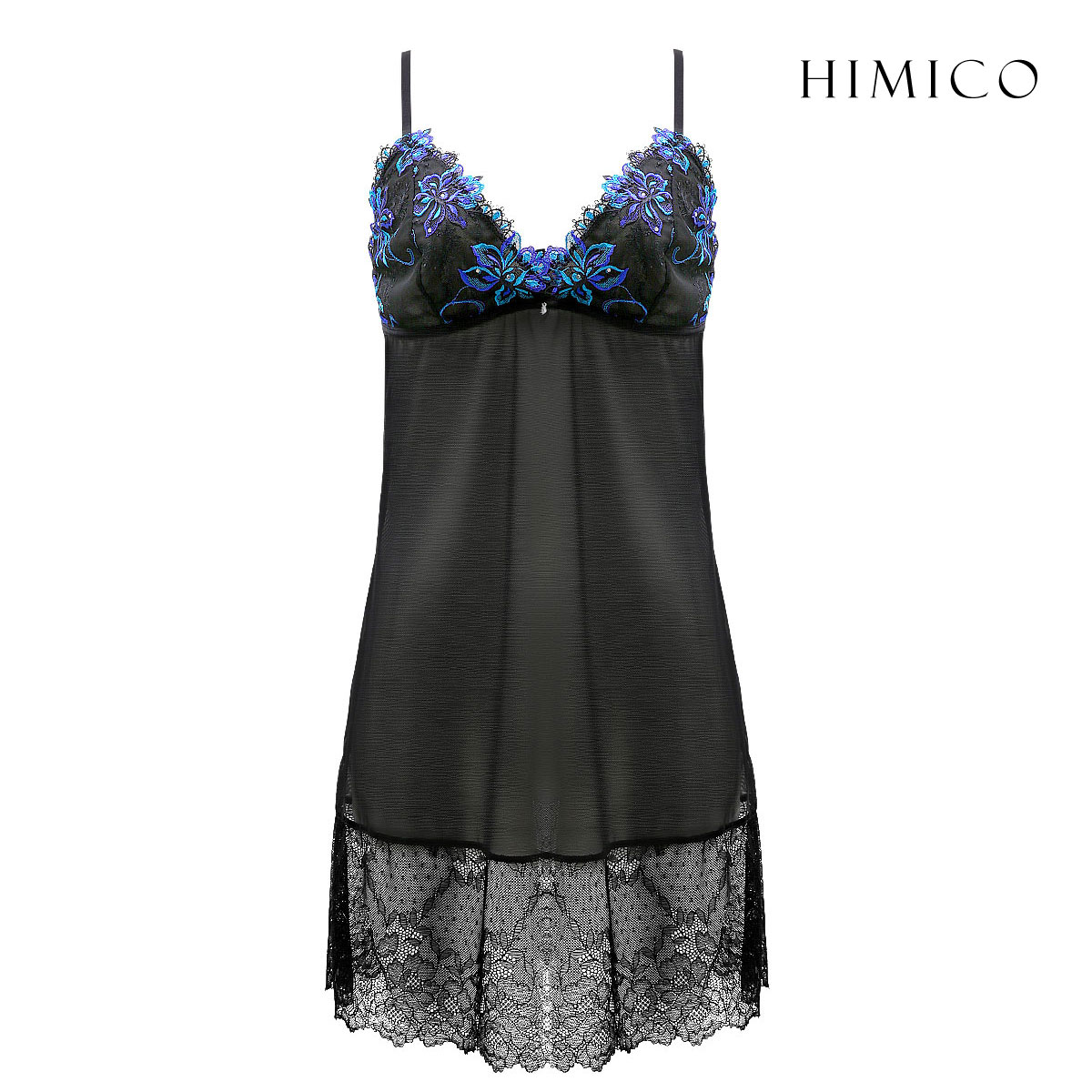 HIMICO estasiare GEMMA スリップ ロングキャミソール ランジェリー ML 002series 単品(BK-ブラック-M)
