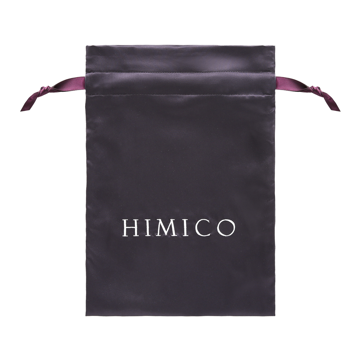 HIMICO ミニポーチ 巾着 単品 小物入れ サテン プレゼント ギフト 旅行 ロゴ入り シンプル(DPU-濃パープル-Free)