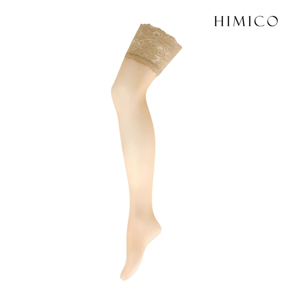 HIMICO ヒミコ ガーターストッキング レース付き 日本製 つま先切り替えなし ヌードトゥ 無地 単品