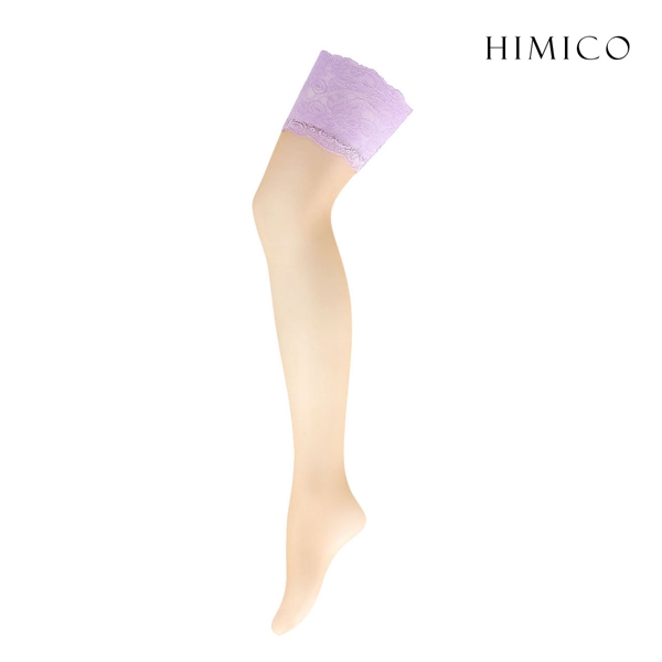 HIMICO ヒミコ ガーターストッキング レース付き 日本製 つま先切り替えなし ヌードトゥ 無地 単品