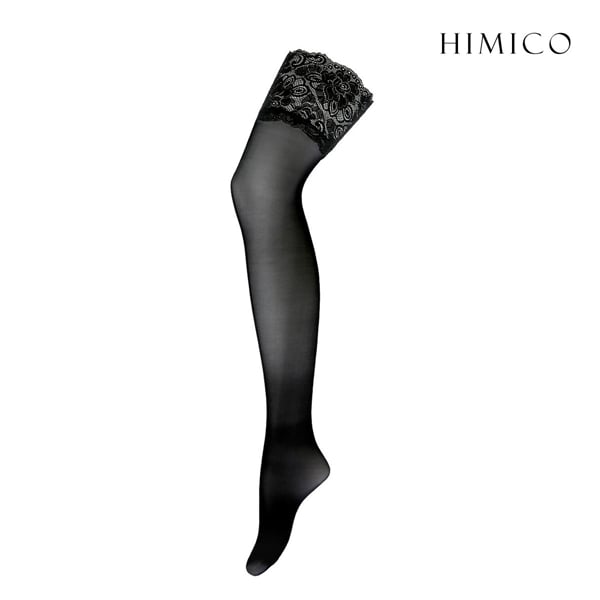 HIMICO ヒミコ ガーターストッキング レース付き 日本製 つま先切り替えなし ヌードトゥ 無地 単品