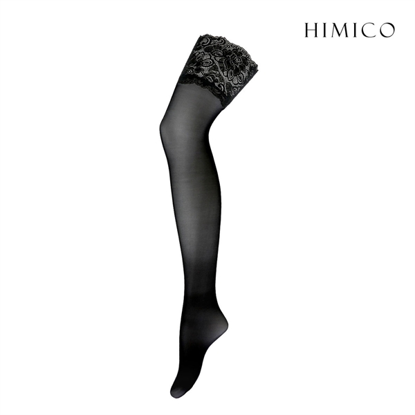 HIMICO ヒミコ ガーターストッキング レース付き 日本製 つま先切り替えなし ヌードトゥ 無地 単品